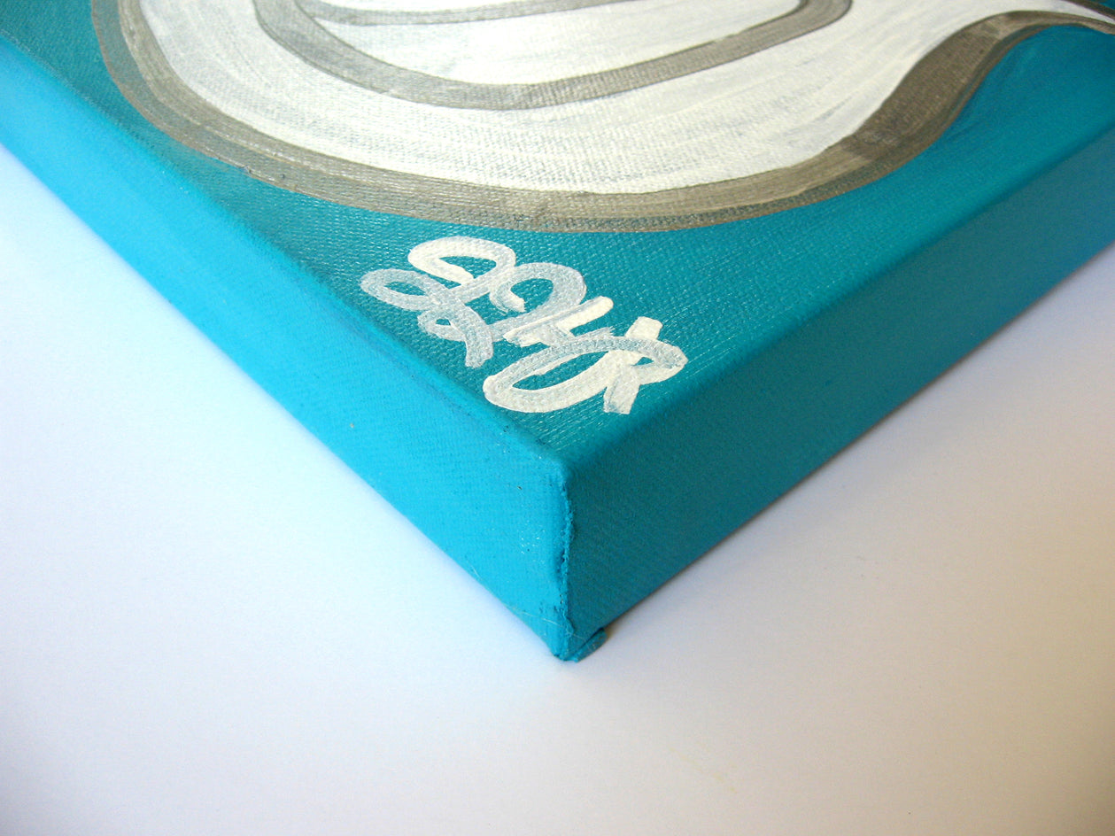 Dove on Teal by Jessica JH Roller |  Side View of Artwork 