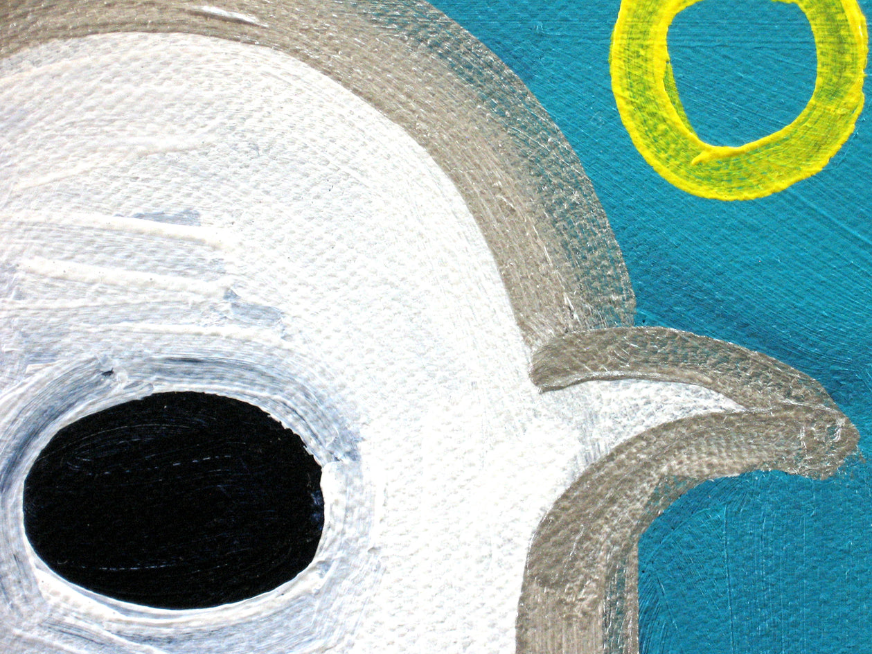 Dove on Teal by Jessica JH Roller |  Closeup View of Artwork 