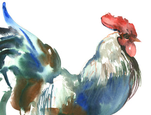 Original art for sale at UGallery.com | Standing Rooster by Suren Nersisyan | $250 | watercolor painting | 12' h x 14' w | photo 4