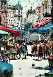 Original art for sale at UGallery.com | Paris Local Market by Maximilian Damico | $600 | watercolor painting | 11' h x 7.5' w | thumbnail 1