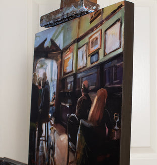 Original art for sale at UGallery.com | Pub Puppy by Jonelle Summerfield | $525 | oil painting | 12' h x 12' w | photo 2