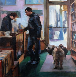 Original art for sale at UGallery.com | NYC Bookstore by Jonelle Summerfield | $600 | oil painting | 16' h x 16' w | photo 1