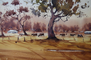 Original art for sale at UGallery.com | Road to the Forest by Swarup Dandapat | $650 | watercolor painting | 13.7' h x 18.9' w | photo 4