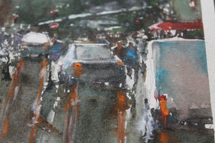 Original art for sale at UGallery.com | Paris Rainy Square by Maximilian Damico | $650 | watercolor painting | 13.5' h x 14.5' w | photo 4