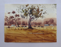 Original art for sale at UGallery.com | Road to the Forest by Swarup Dandapat | $650 | watercolor painting | 13.7' h x 18.9' w | thumbnail 3