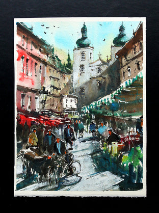 Original art for sale at UGallery.com | Prague Daily Market by Maximilian Damico | $700 | watercolor painting | 11' h x 9' w | photo 3