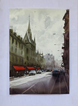 Original art for sale at UGallery.com | Out in the London Sun by Swarup Dandapat | $750 | watercolor painting | 22' h x 15' w | photo 3