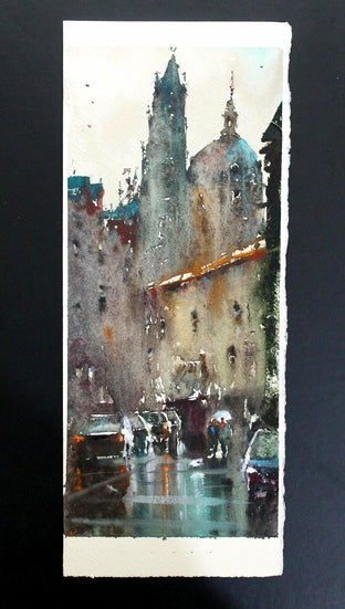 Original art for sale at UGallery.com | Prague Bell Towers by Maximilian Damico | $650 | watercolor painting | 14' h x 5.5' w | photo 3