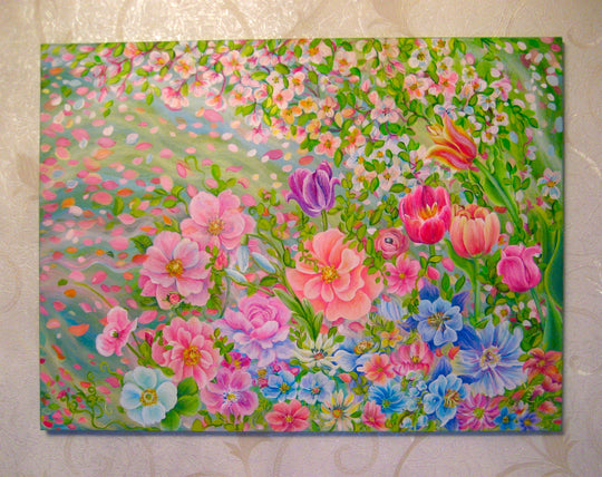 Floral Original Painting Blooms Galore 12x12 inch Canvas