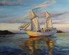 Original art for sale at UGallery.com | Sailing at Sunset by Andres Lopez | $550 | oil painting | 16' h x 20' w | thumbnail 1