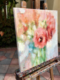 Original art for sale at UGallery.com | Pink and Peach Peonies by Nava Lundy | $1,025 | acrylic painting | 20' h x 20' w | thumbnail 2