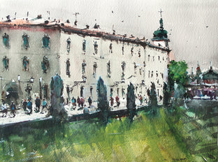Original art for sale at UGallery.com | Italian Terrace by Maximilian Damico | $750 | watercolor painting | 11' h x 15' w | photo 1