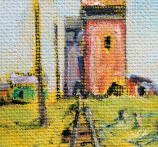Old Grain Elevators, Neidpath, Saskatchewan by Doug Cosbie |   Closeup View of Artwork 