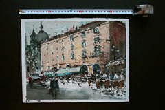 Original art for sale at UGallery.com | Lunch Time in Piazza Navona by Maximilian Damico | $800 | watercolor painting | 11' h x 15' w | thumbnail 3