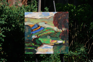 Original art for sale at UGallery.com | Mountain Road Farms by James Hartman | $450 | encaustic artwork | 15' h x 16' w | photo 3