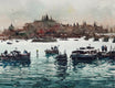 Original art for sale at UGallery.com | The Castle and the River by Maximilian Damico | $600 | watercolor painting | 7' h x 11' w | thumbnail 1