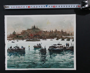 Original art for sale at UGallery.com | The Castle and the River by Maximilian Damico | $600 | watercolor painting | 7' h x 11' w | photo 3