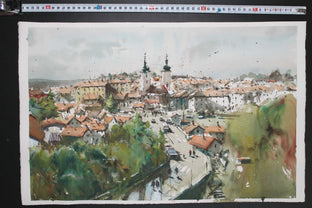 Original art for sale at UGallery.com | Moravian Village by Maximilian Damico | $850 | watercolor painting | 14' h x 22' w | photo 2