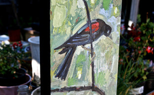 Original art for sale at UGallery.com | Red Winged Blackbird by James Hartman | $275 | oil painting | 12' h x 9' w | photo 3