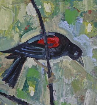 Original art for sale at UGallery.com | Red Winged Blackbird by James Hartman | $275 | oil painting | 12' h x 9' w | photo 1