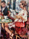 Original art for sale at UGallery.com | Cafe Au Lait by Nava Lundy | $3,225 | acrylic painting | 48' h x 36' w | thumbnail 1