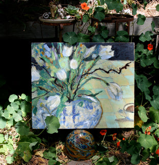 Original art for sale at UGallery.com | White Tulips by James Hartman | $825 | encaustic artwork | 20' h x 24' w | photo 3