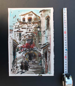 Original art for sale at UGallery.com | Silent Napoli by Maximilian Damico | $550 | watercolor painting | 11' h x 8' w | photo 3