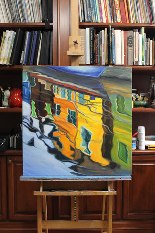 Original art for sale at UGallery.com | The Unknown Image of the City by Andres Lopez | $1,000 | oil painting | 30' h x 30' w | photo 3