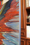Original art for sale at UGallery.com | Red on Barlovento by Andres Lopez | $1,300 | oil painting | 40' h x 40' w | thumbnail 2