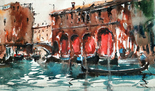 Original art for sale at UGallery.com | Rialto Market by Maximilian Damico | $400 | watercolor painting | 7' h x 11' w | photo 1
