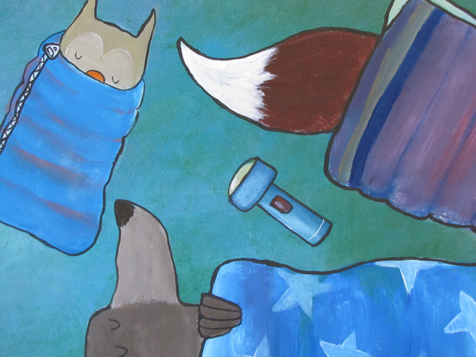 Sleeping Bag Party by Andrea Doss |   Closeup View of Artwork 