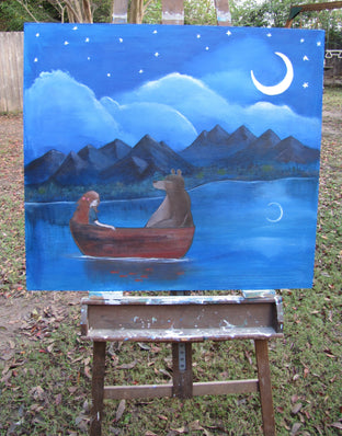 Original art for sale at UGallery.com | The Moonlit Lake by Andrea Doss | $975 | acrylic painting | 34' h x 38' w | photo 2