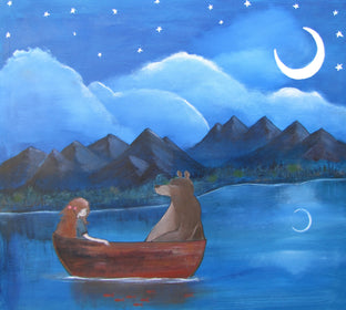 Original art for sale at UGallery.com | The Moonlit Lake by Andrea Doss | $975 | acrylic painting | 34' h x 38' w | photo 4