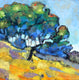 Original art for sale at UGallery.com | Pacheco Trees by James Hartman | $550 | encaustic artwork | 12' h x 12' w | thumbnail 1