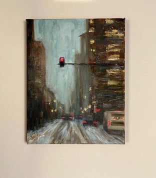 Original art for sale at UGallery.com | A Snowy Day by Yangzi Xu | $400 | oil painting | 14' h x 11' w | photo 3