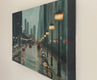 Original art for sale at UGallery.com | Rainy Day on Michigan Ave by Yangzi Xu | $525 | oil painting | 12' h x 24' w | thumbnail 2