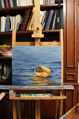 Original art for sale at UGallery.com | Into the Blue by Andres Lopez | $975 | oil painting | 16' h x 20' w | photo 2