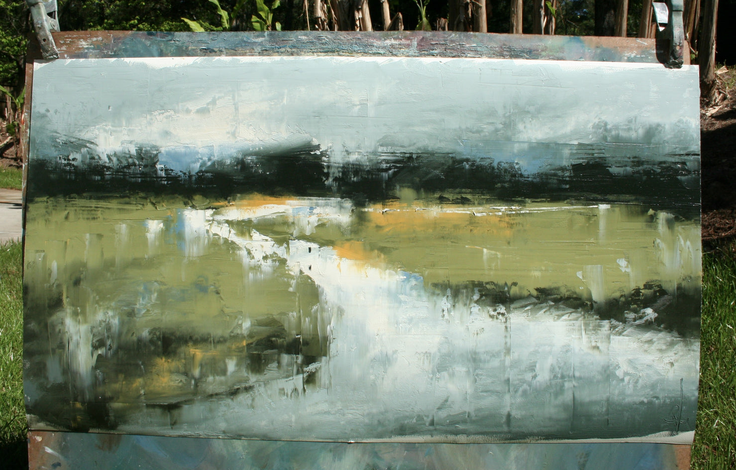 Time and Travel by Ronda Waiksnis |  Side View of Artwork 