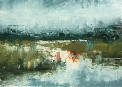 oil painting by Ronda Waiksnis titled Rainy View on Camp Creek