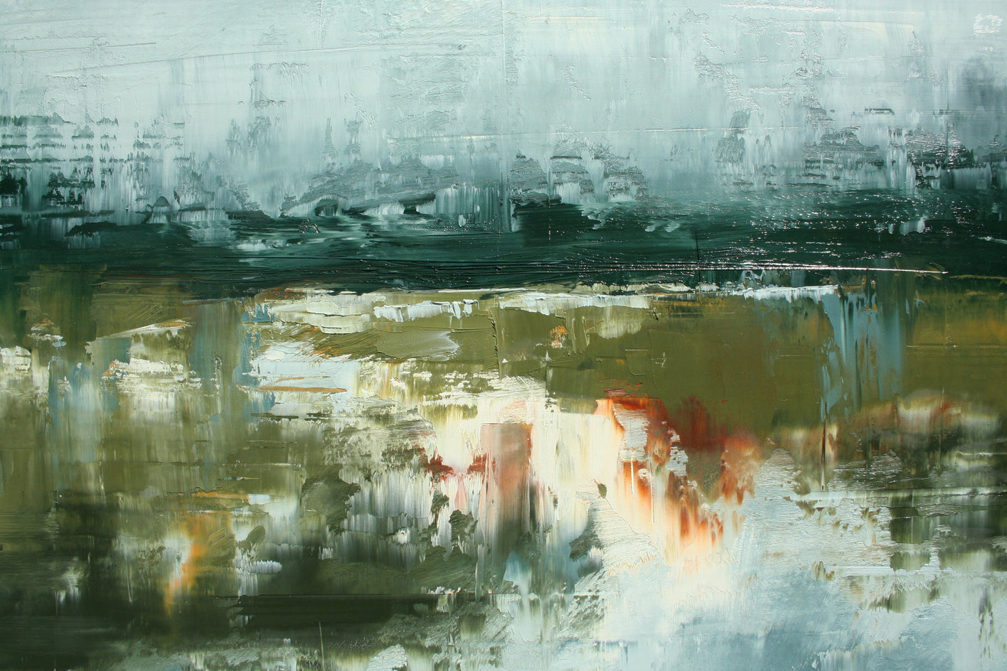 Rainy View on Camp Creek by Ronda Waiksnis |  Closeup View of Artwork 