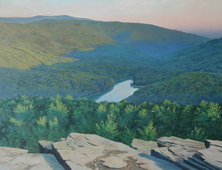 Original art for sale at UGallery.com | Mountain Lake by Stefan Conka | $1,800 | oil painting | 27.7' h x 35.5' w | photo 1