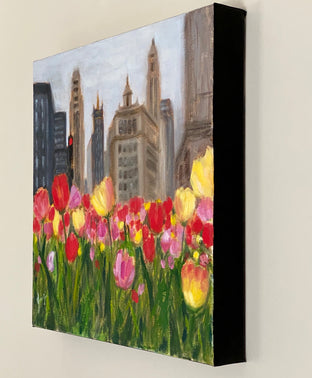 Original art for sale at UGallery.com | Chicago in Bloom by Yangzi Xu | $375 | oil painting | 12' h x 12' w | photo 2