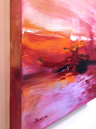Orange on Pink by Sarah Parsons |  Side View of Artwork 