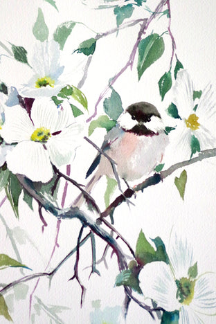 Chickadees and Dogwood by Suren Nersisyan |   Closeup View of Artwork 