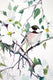 Original art for sale at UGallery.com | Chickadees and Dogwood by Suren Nersisyan | $450 | watercolor painting | 24' h x 18' w | thumbnail 4