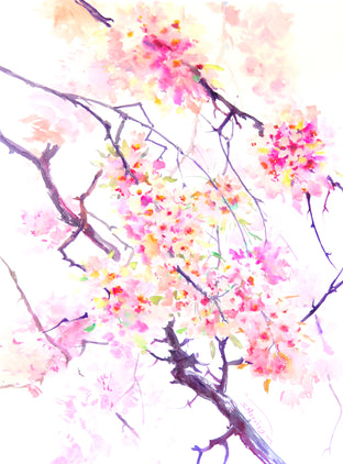 Original art for sale at UGallery.com | Cherry Blossom (Sakura) by Suren Nersisyan | $500 | watercolor painting | 30' h x 22' w | photo 4