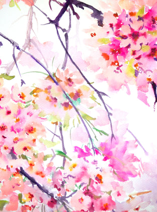 Original art for sale at UGallery.com | Cherry Blossom (Sakura) by Suren Nersisyan | $500 | watercolor painting | 30' h x 22' w | photo 1