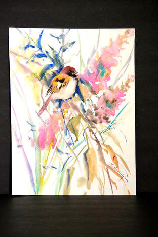 Original art for sale at UGallery.com | Sparrow in the Field by Suren Nersisyan | $250 | watercolor painting | 16' h x 12' w | photo 2