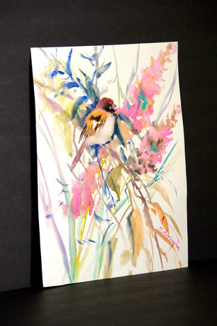 Original art for sale at UGallery.com | Sparrow in the Field by Suren Nersisyan | $250 | watercolor painting | 16' h x 12' w | photo 3