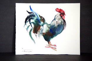 Original art for sale at UGallery.com | Standing Rooster by Suren Nersisyan | $250 | watercolor painting | 12' h x 14' w | photo 2